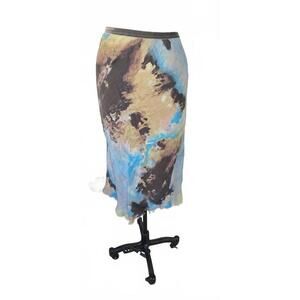 Gosilk - Tie-Dye Midi Skirt with Ruffled Hem